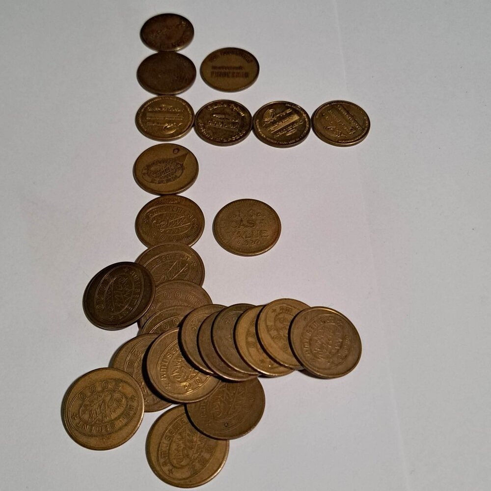 Arcade game tokens for assorted arcades lot of qty 25